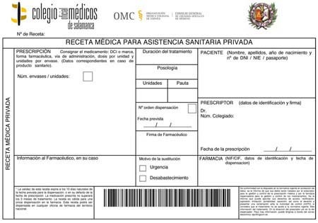 Receta privada - Colegio Oficial de Médicos de Salamanca